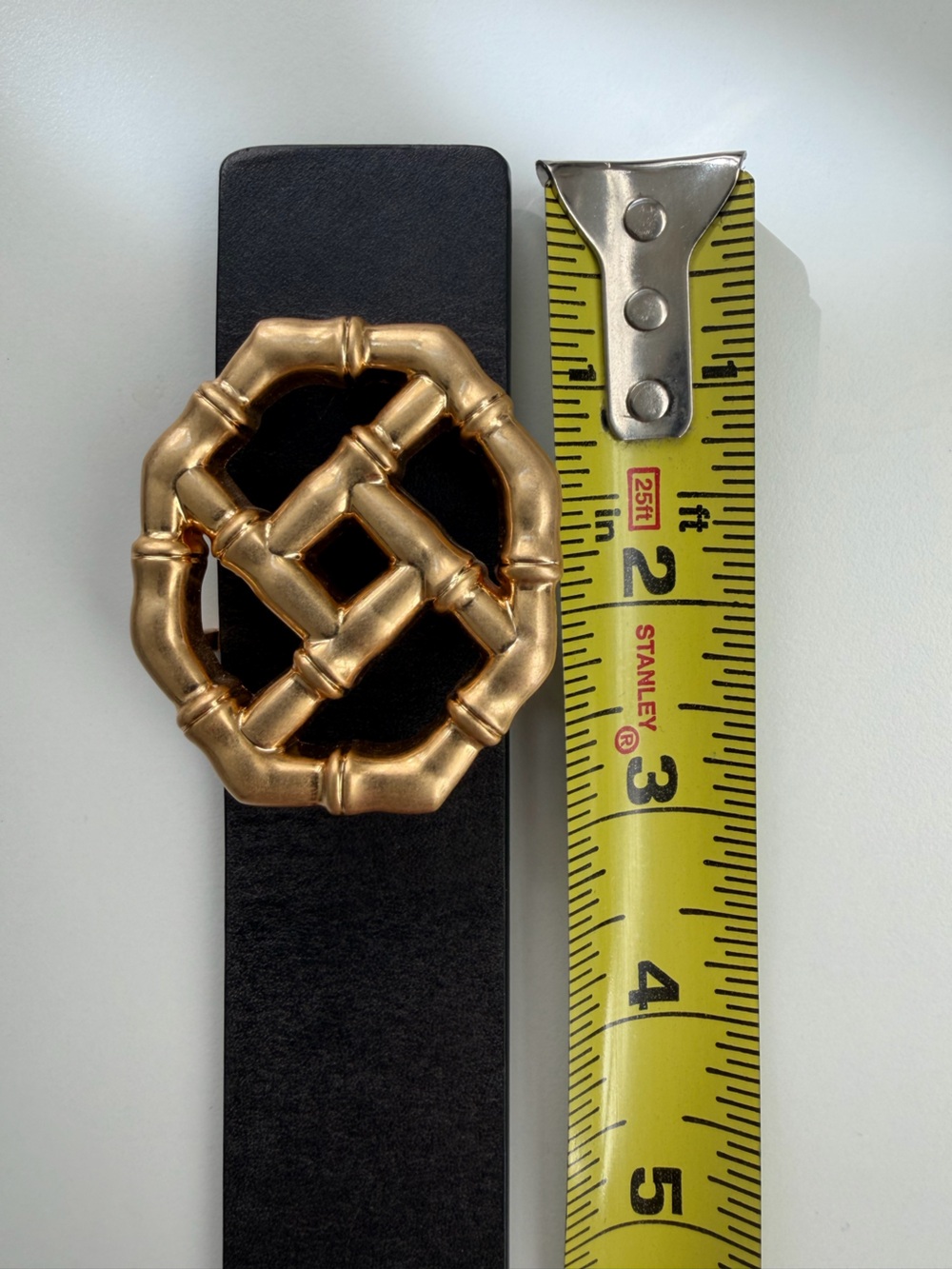 J.McLaughlin Ruby Reversible Leather Belt Black Brown Gold Bamboo Buckle Size M - Picture 8 of 11